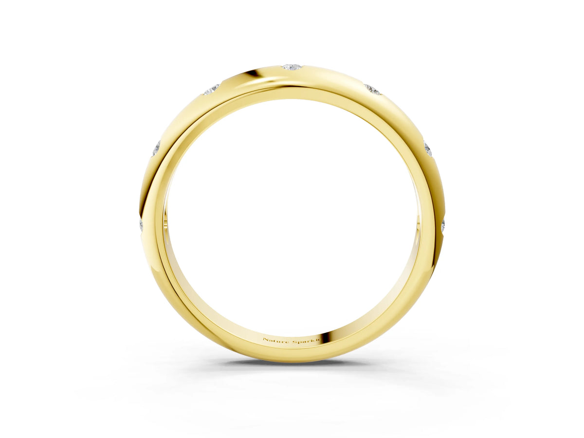 Yellow gold Bezel Set Round Diamond Comfort Fit Band_3