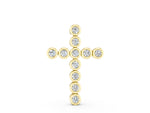 Yellow gold Bezel-Set Round Diamond Cross Pendant