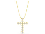 Yellow gold Bezel-Set Round Diamond Cross Pendant_1