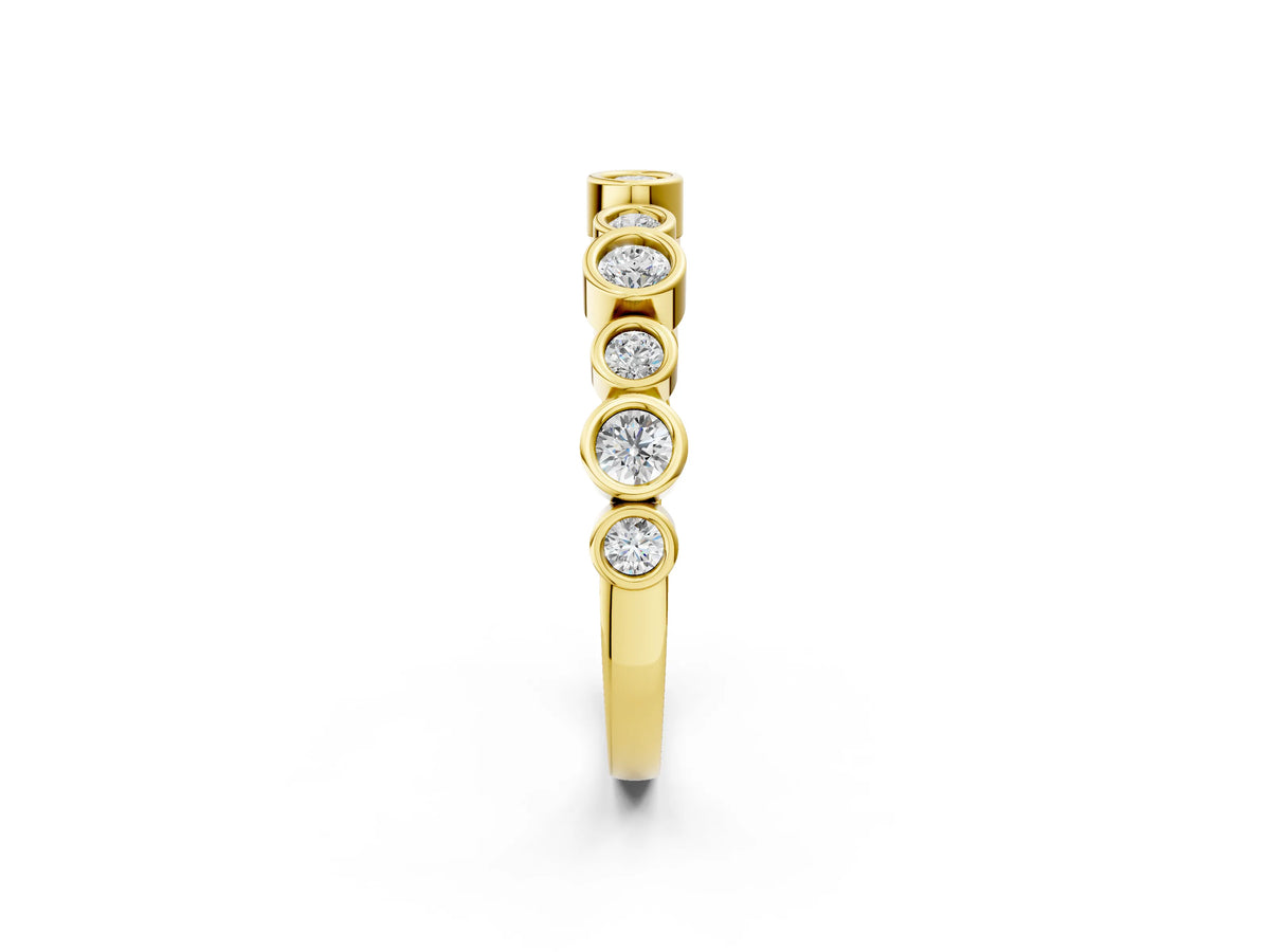 Yellow gold Bezel Set Round Diamond Half Eternity Band_2
