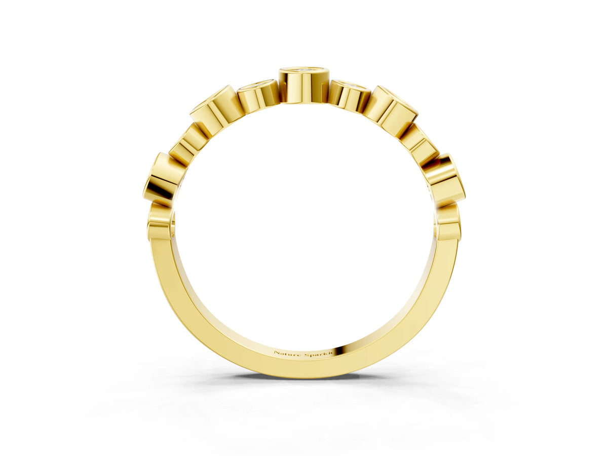 Yellow gold Bezel Set Round Diamond Half Eternity Band_3