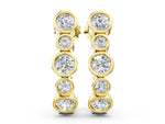 Yellow gold Bezel Set Round Diamond Hoop Earrings