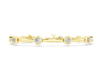 Yellow gold Bezel Set Round Diamond Link Bracelet with Box Clasp