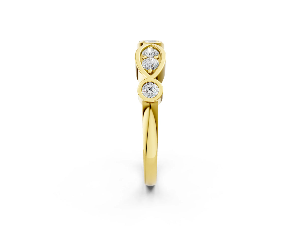 Yellow gold Bezel Set Round Diamond Marquise Band_2