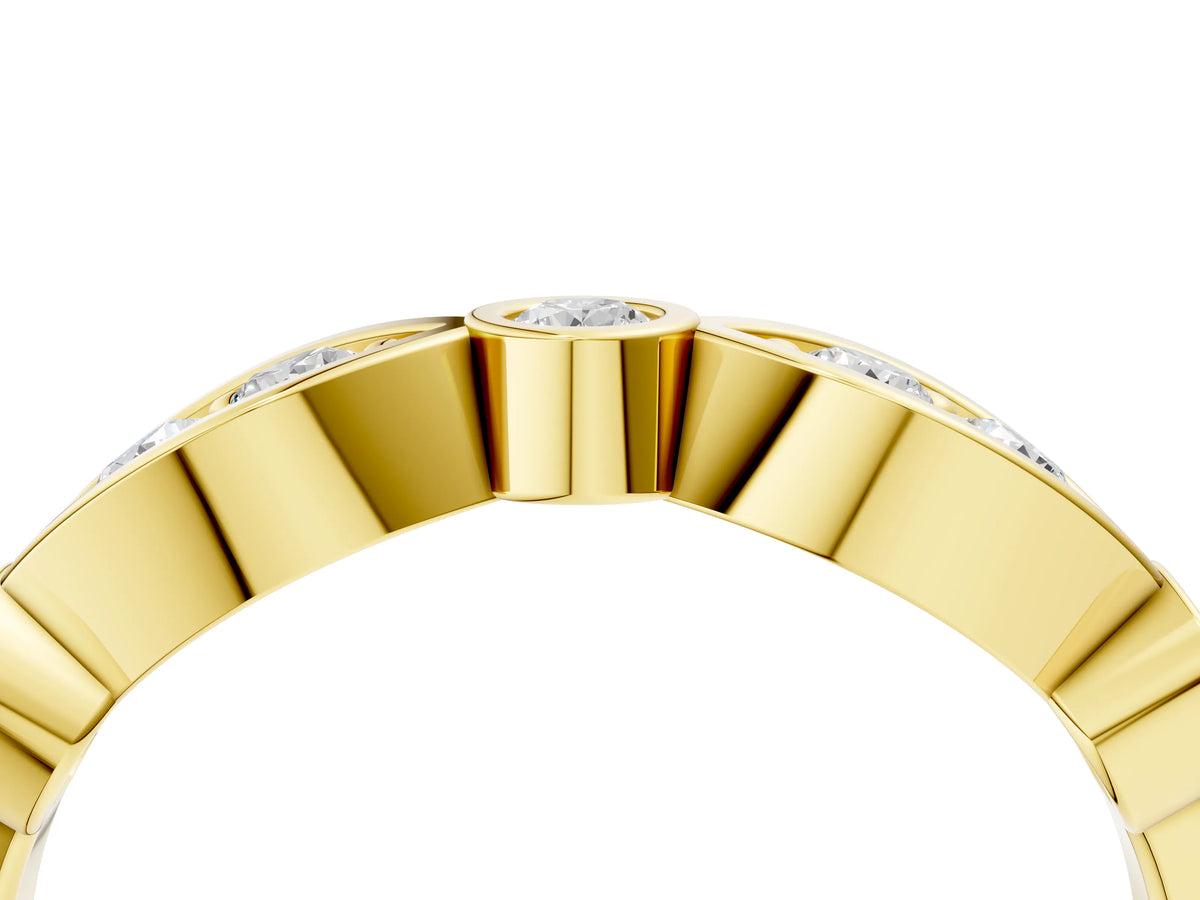 Yellow gold Bezel Set Round Diamond Marquise Band_4