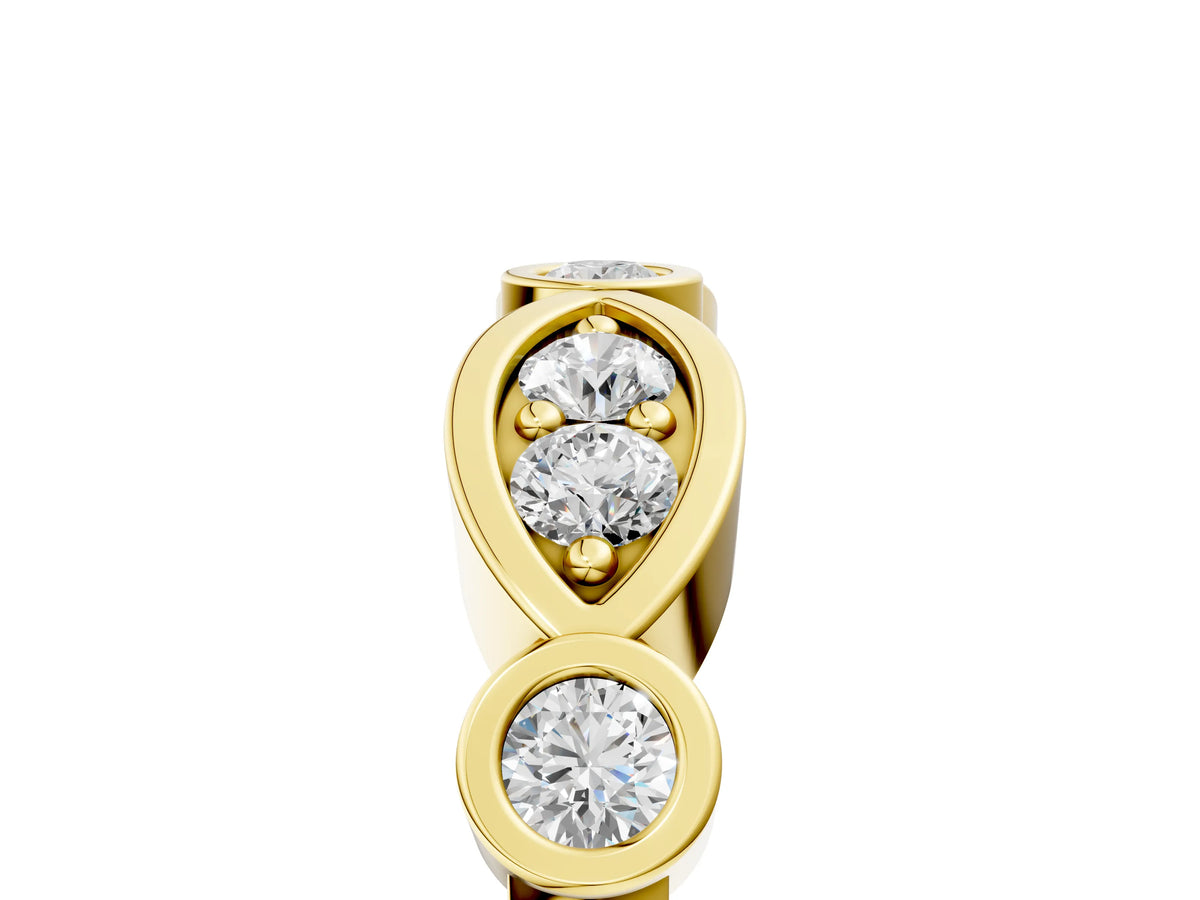 Yellow gold Bezel Set Round Diamond Marquise Band_5
