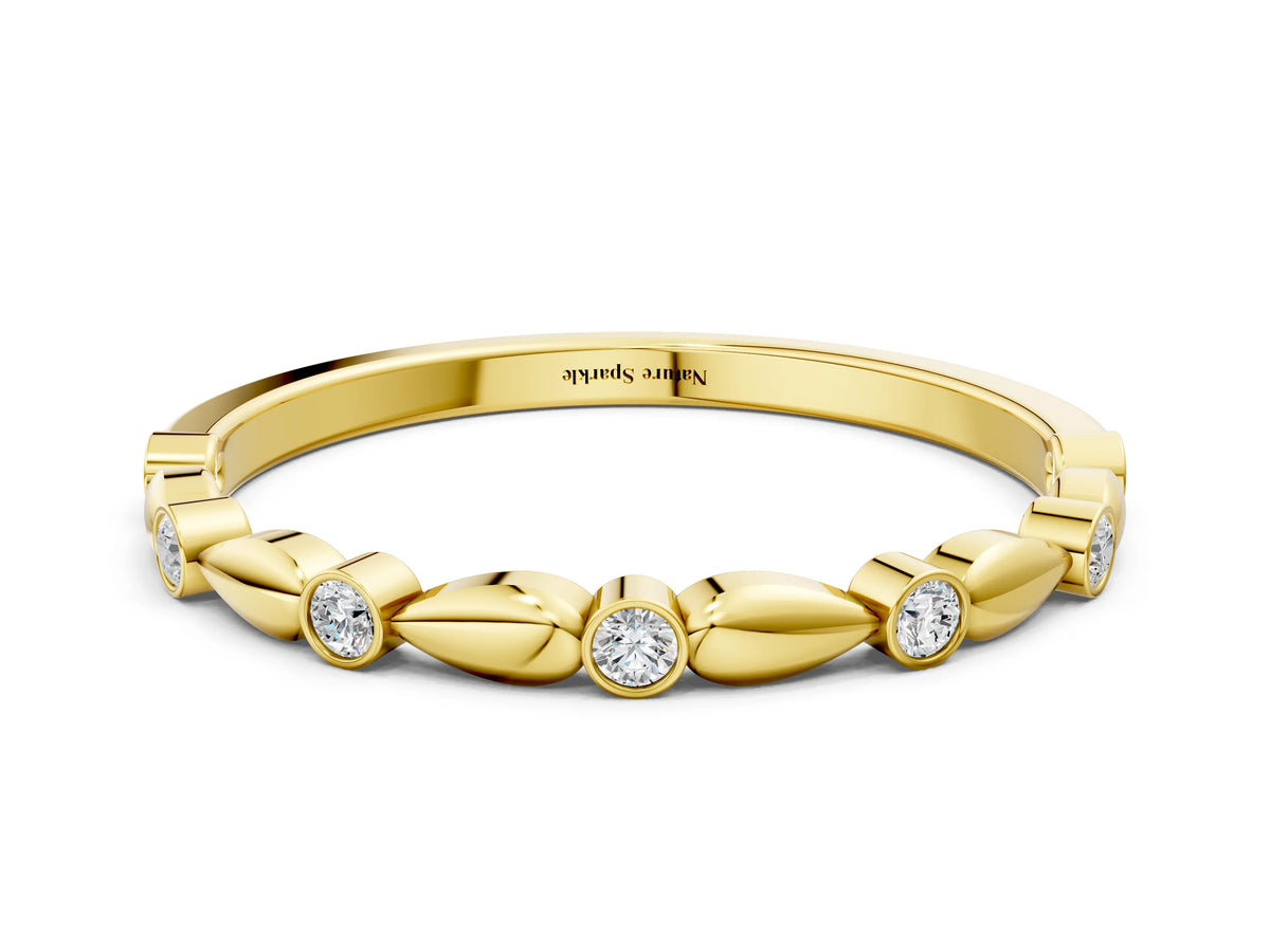 Yellow gold Bezel-Set Round Diamond Marquise Eternity Band