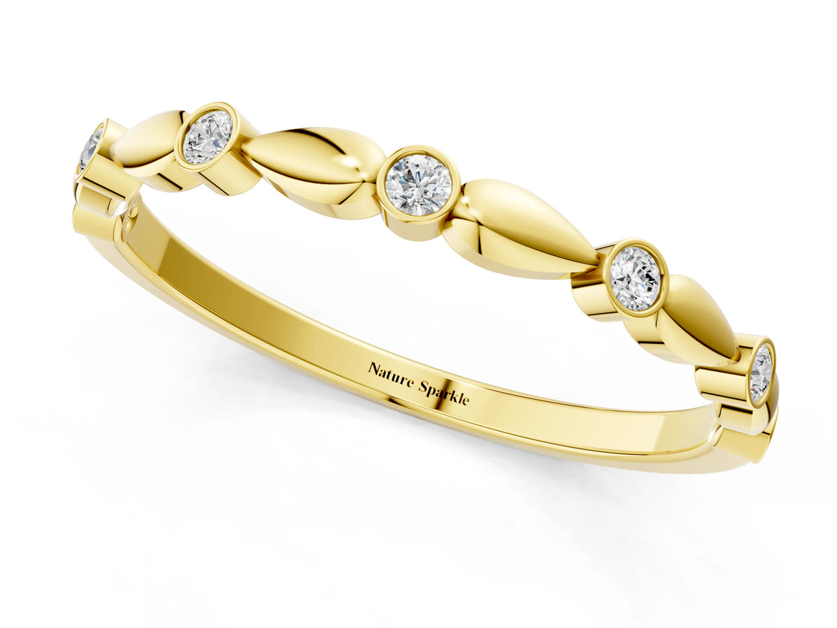 Yellow gold Bezel-Set Round Diamond Marquise Eternity Band_1