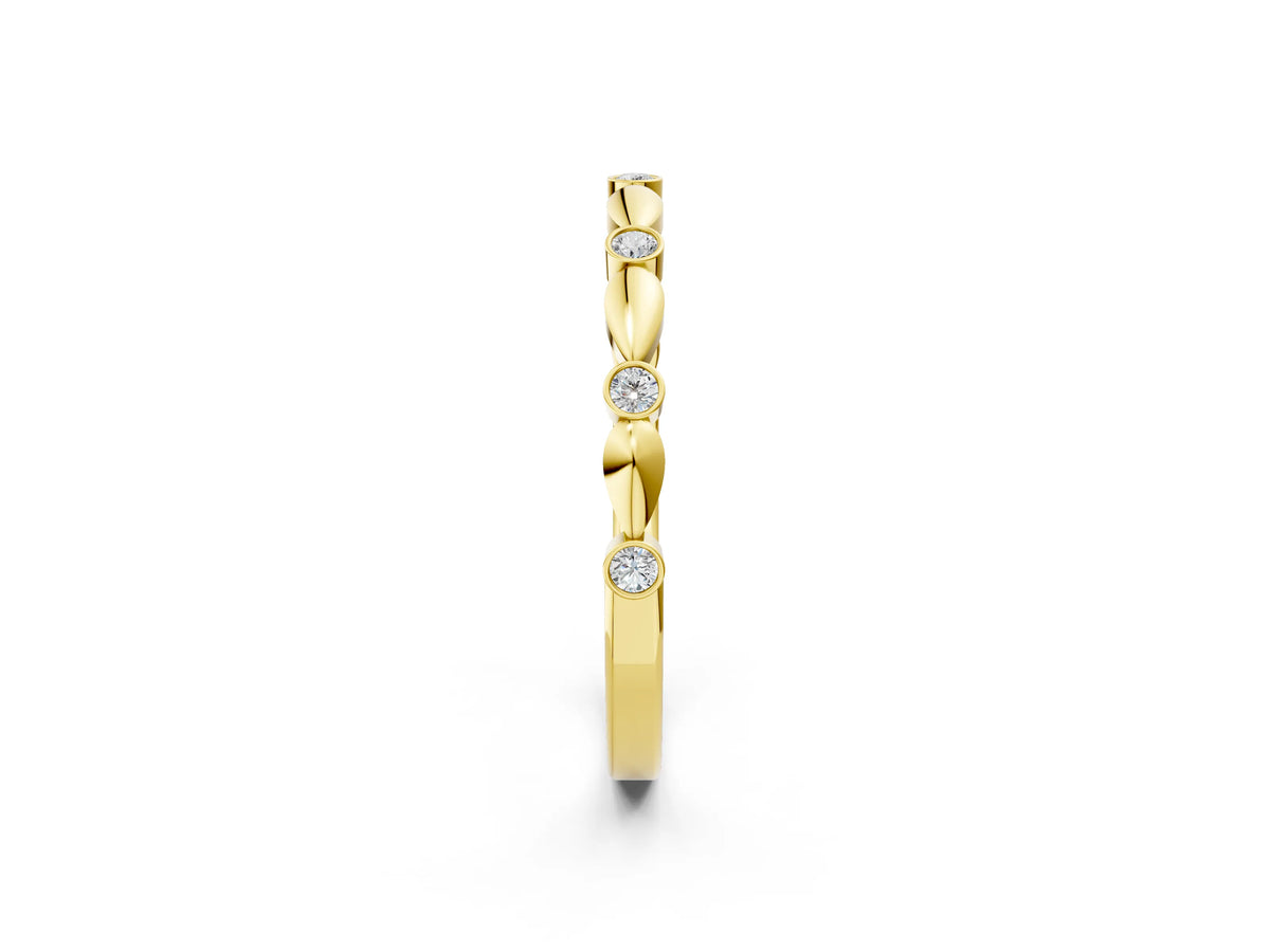 Yellow gold Bezel-Set Round Diamond Marquise Eternity Band_2