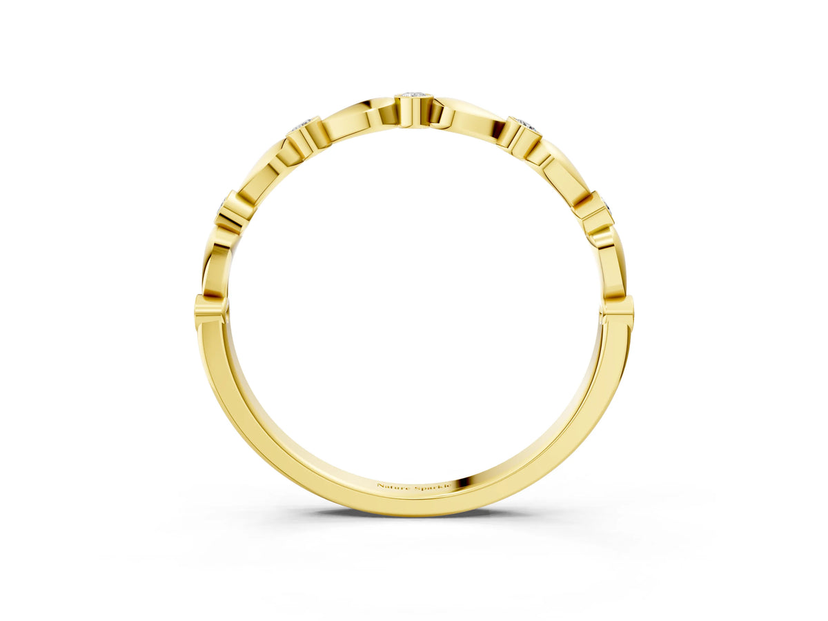 Yellow gold Bezel-Set Round Diamond Marquise Eternity Band_3