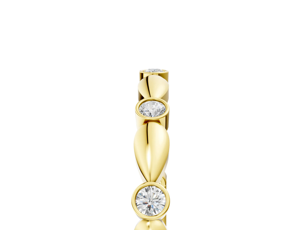 Yellow gold Bezel-Set Round Diamond Marquise Eternity Band_5