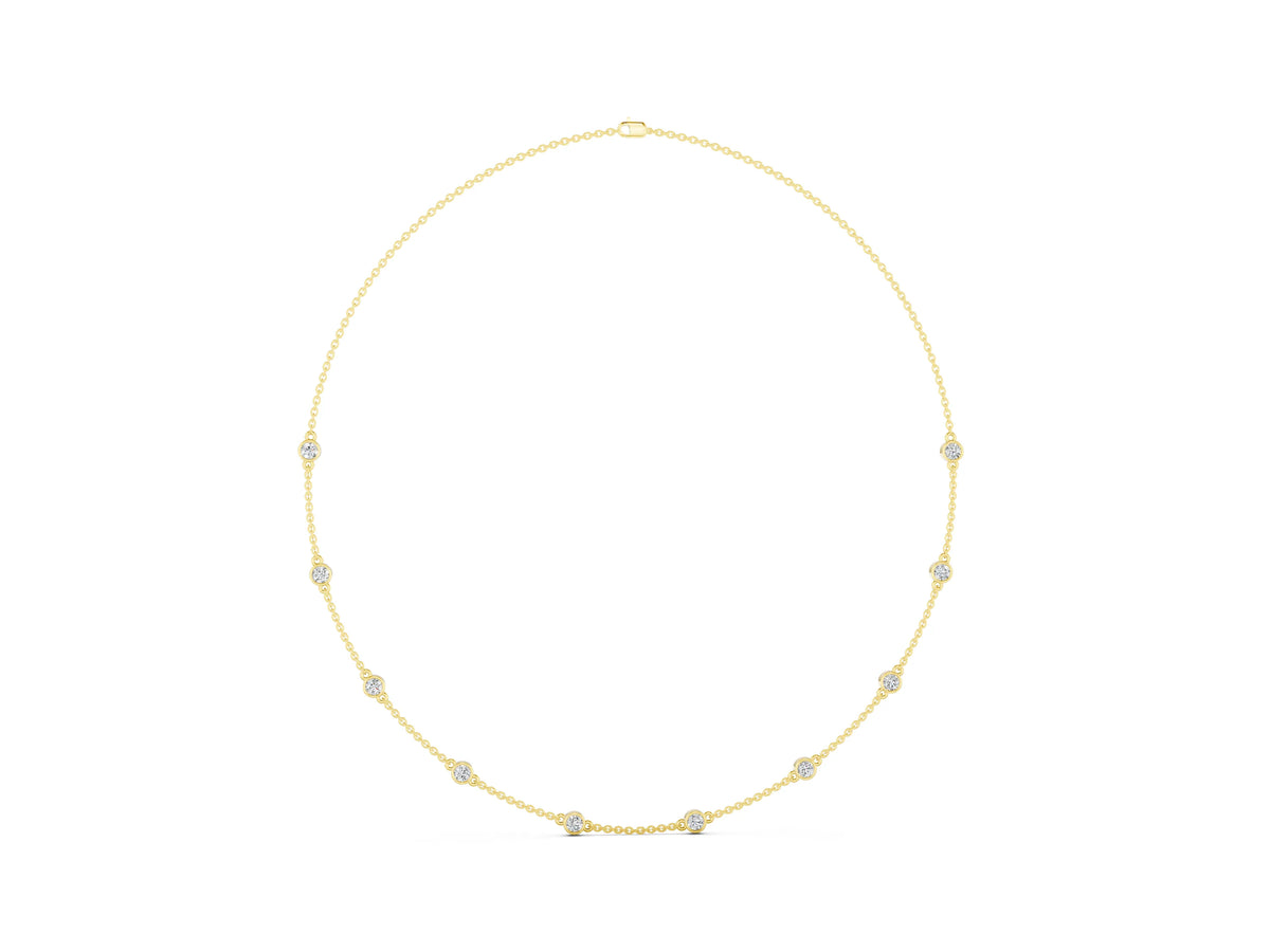 Yellow gold Bezel-Set Round Diamond Station Necklace_1
