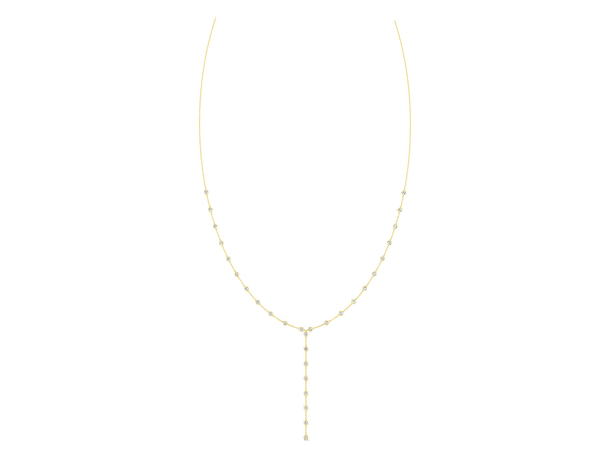 Yellow gold Bezel-Set Round Diamond Station Y Necklace_1