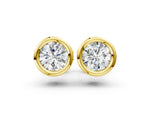 Yellow gold Bezel Set Round Diamond Stud Earrings