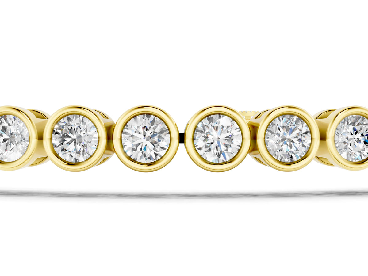 Yellow gold Bezel Set Round Diamond Tennis Bracelet with Box Clasp_1