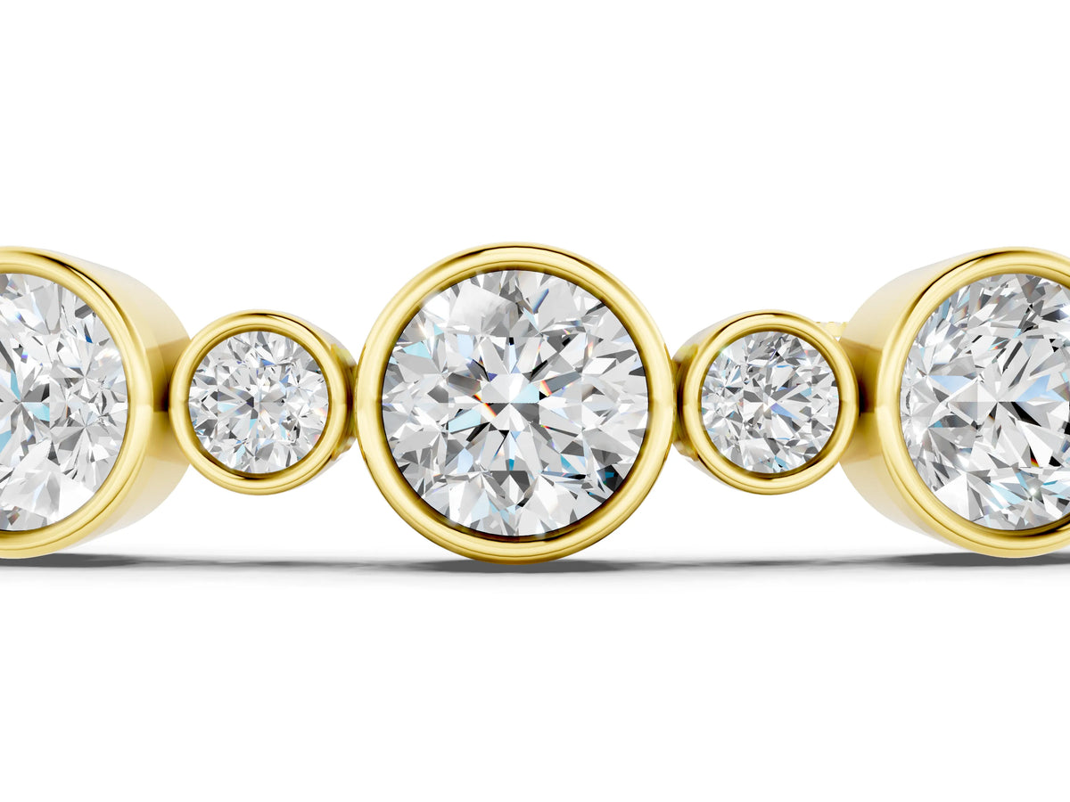 Yellow gold Bezel Set Round Diamond Tennis Bracelet with Box Clasp_1
