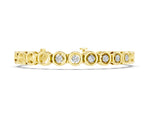 Yellow gold Bezel Set Round Diamond Tennis Bracelet with Open Circle Band