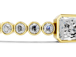 Yellow gold Bezel-Set Round Diamond Tennis Bracelet with Radiant Center Diamond_1