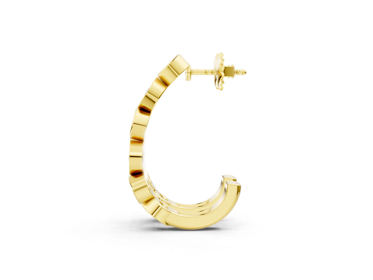 Yellow gold Bezel-Set Round and Marquise Diamond Hoop Earrings_1