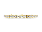 Yellow gold Bezel and Prong Set Round and Princess Cut Diamond Tennis Bracelet