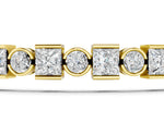 Yellow gold Bezel and Prong Set Round and Princess Cut Diamond Tennis Bracelet_1