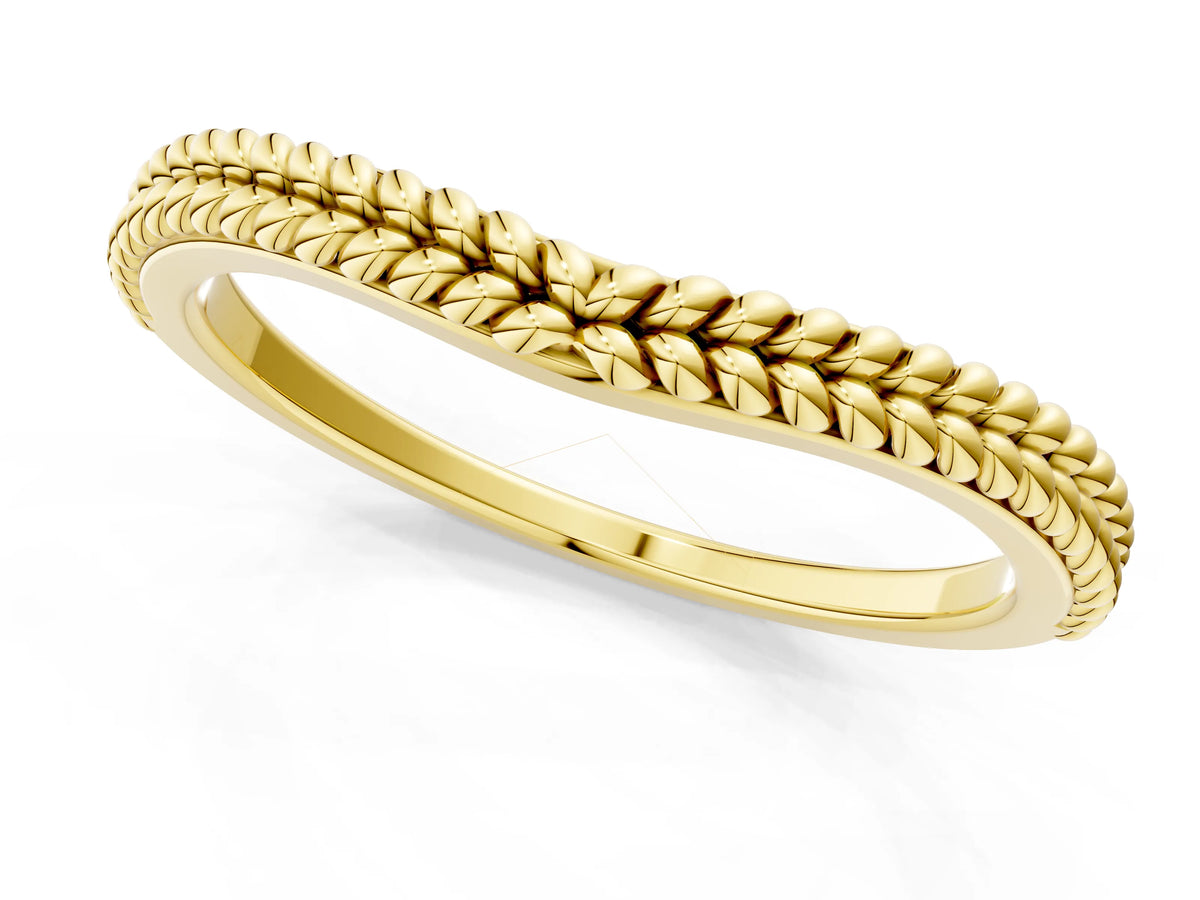 Yellow gold Braided Milgrain White Gold Contour Band_1