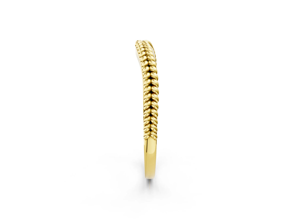 Yellow gold Braided Milgrain White Gold Contour Band_2