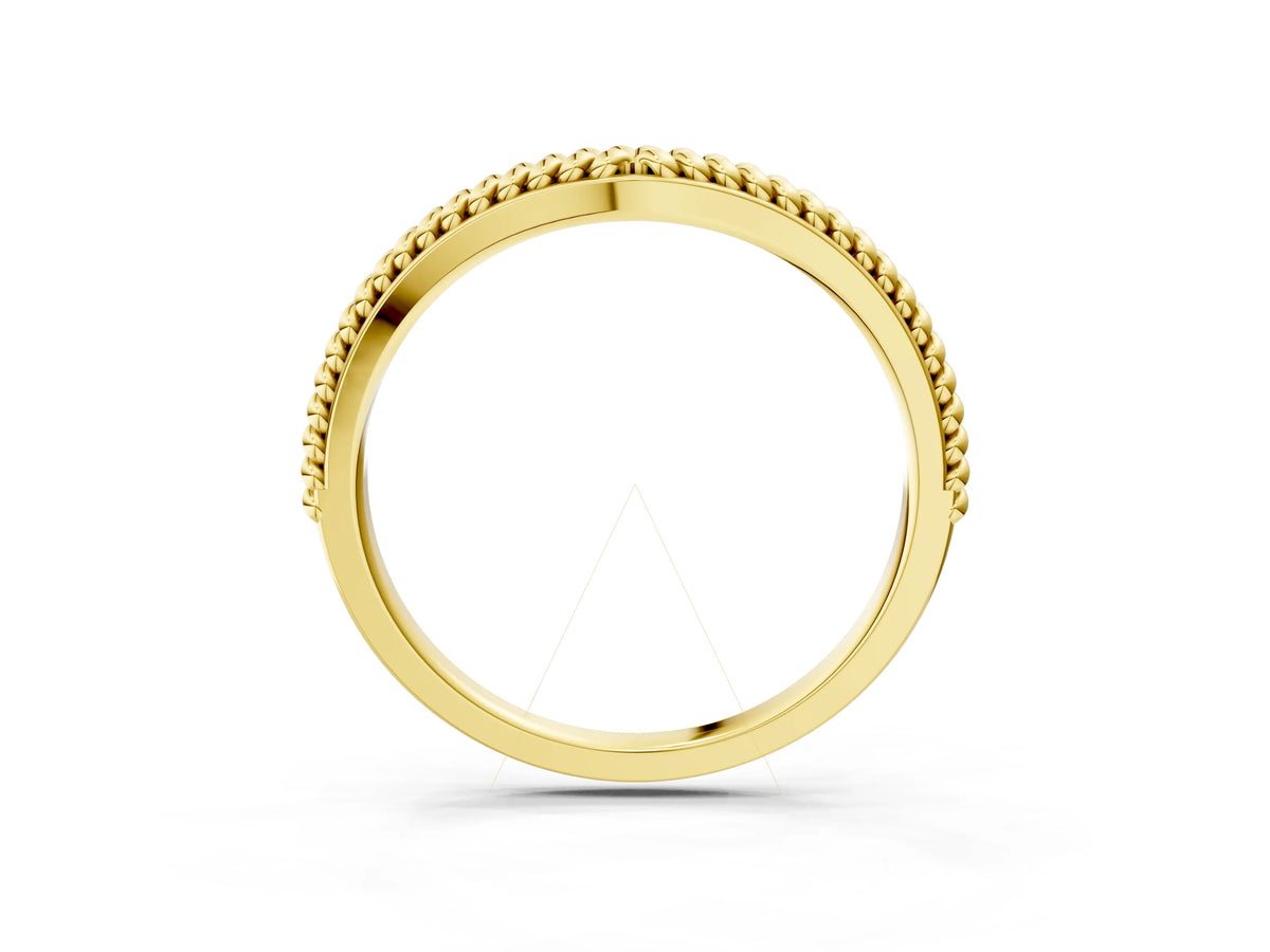 Yellow gold Braided Milgrain White Gold Contour Band_3