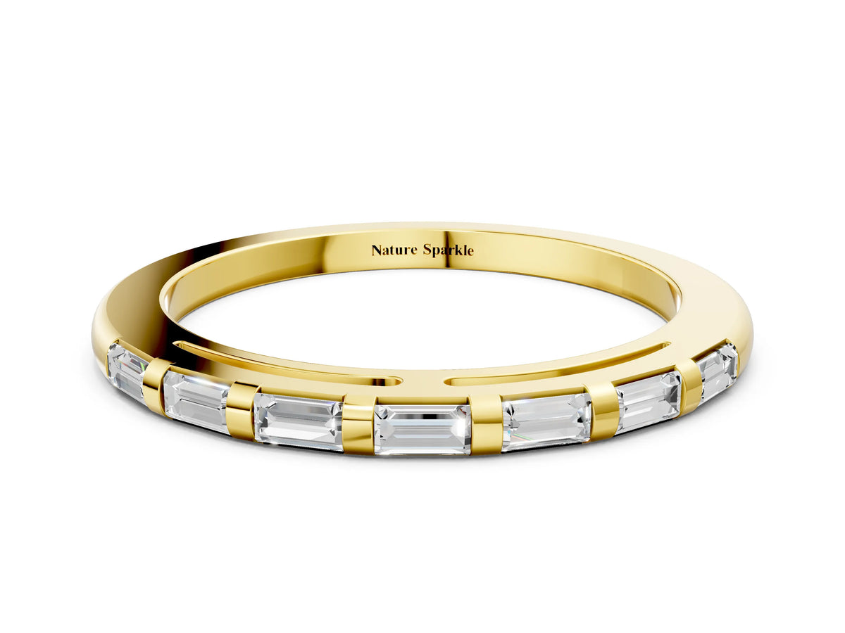 Yellow gold Channel Set Baguette Diamond Eternity Band