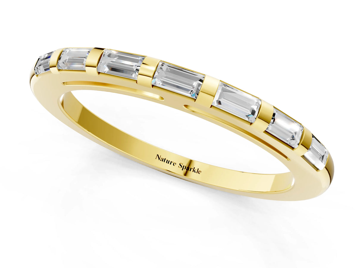 Yellow gold Channel Set Baguette Diamond Eternity Band_1