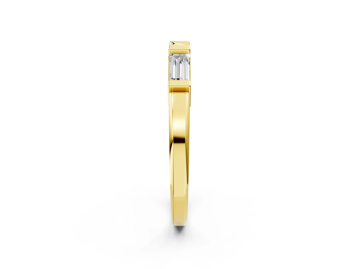 Yellow gold Channel Set Baguette Diamond Flat Band with Bar Prong Setting_2