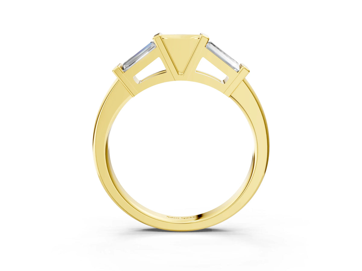 Yellow gold Channel Set Baguette Diamond Flat Band with Bar Prong Setting_3