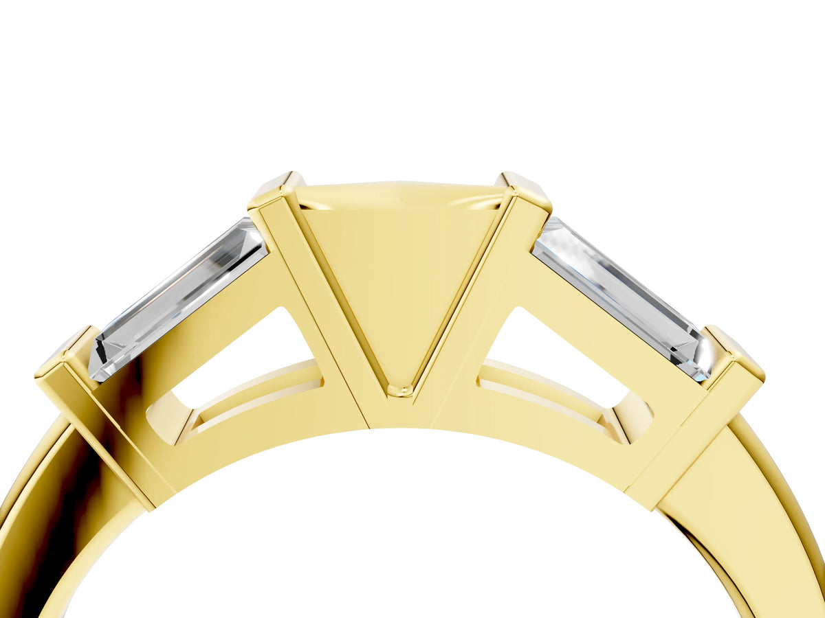 Yellow gold Channel Set Baguette Diamond Flat Band with Bar Prong Setting_4