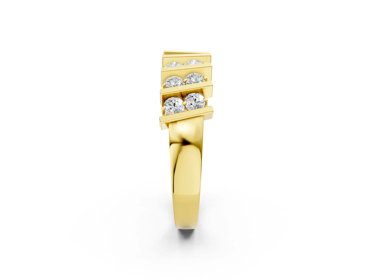 Yellow gold Channel Set Round Diamond Anniversary Band with Vertical Prongs_2