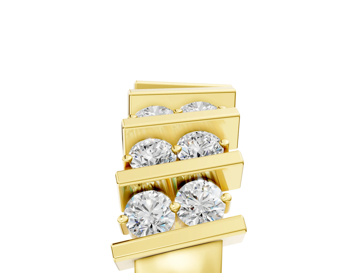 Yellow gold Channel Set Round Diamond Anniversary Band with Vertical Prongs_5
