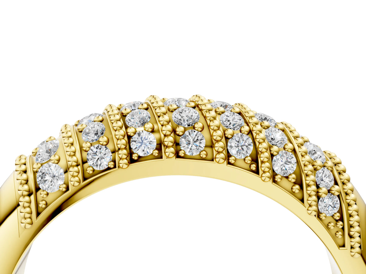Yellow gold Channel Set Round Diamond Dome Band_4