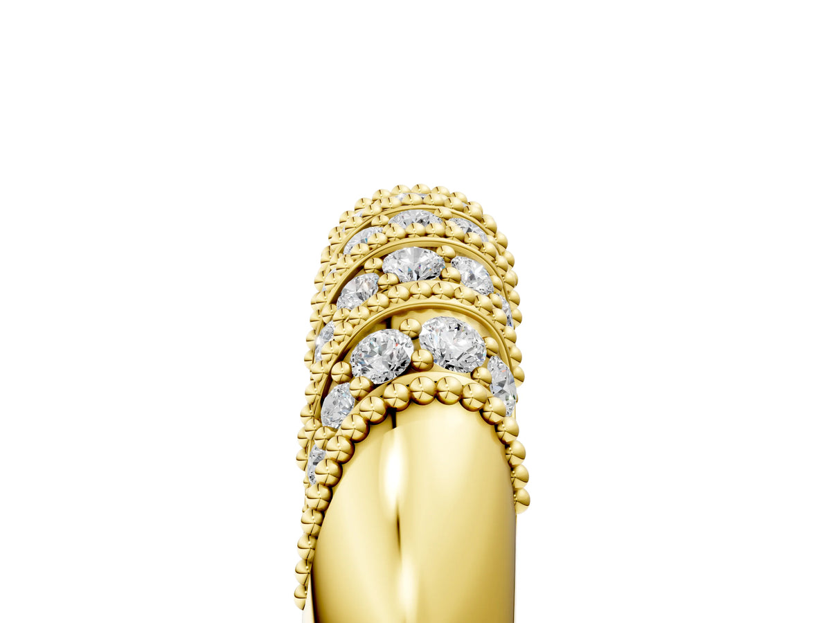 Yellow gold Channel Set Round Diamond Dome Band_5