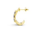 Yellow gold Channel Set Round Diamond Hoop Earrings with Claw Prong Setting_1