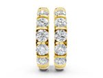 Yellow gold Channel-Set Round Diamond Hoop Earrings