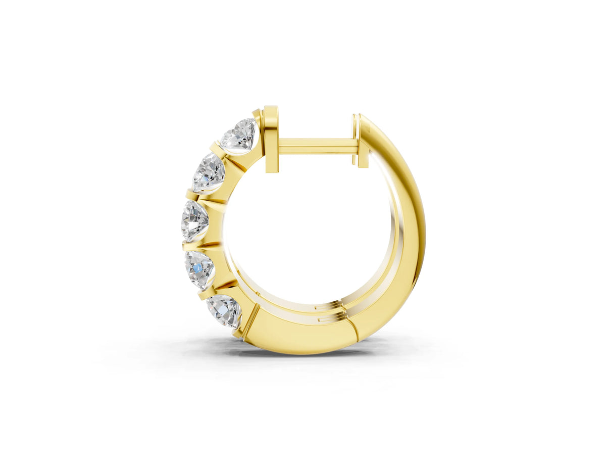 Yellow gold Channel-Set Round Diamond Hoop Earrings_1