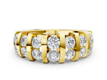 Yellow gold Channel-Set Round Diamond Multi-Row Band