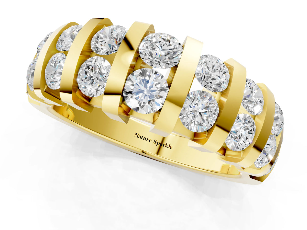 Yellow gold Channel-Set Round Diamond Multi-Row Band_1