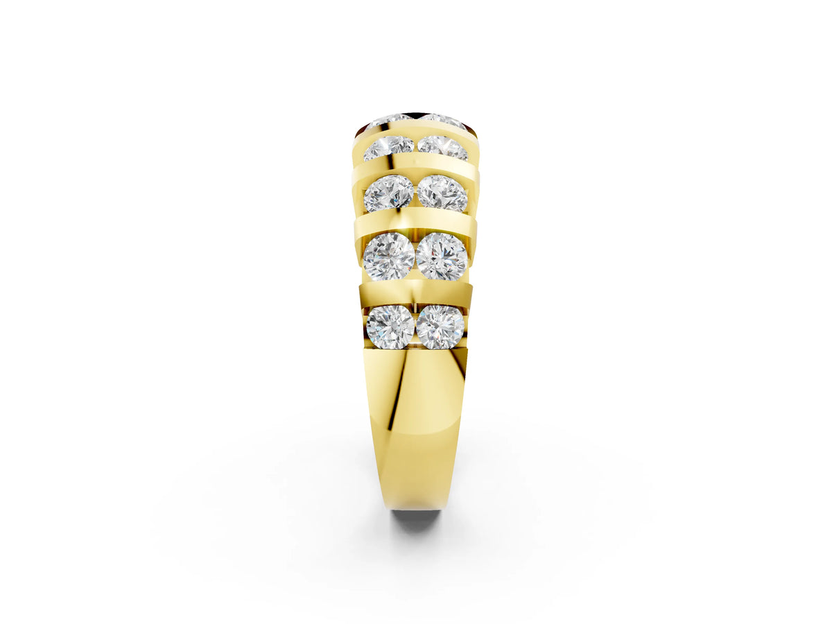 Yellow gold Channel-Set Round Diamond Multi-Row Band_2