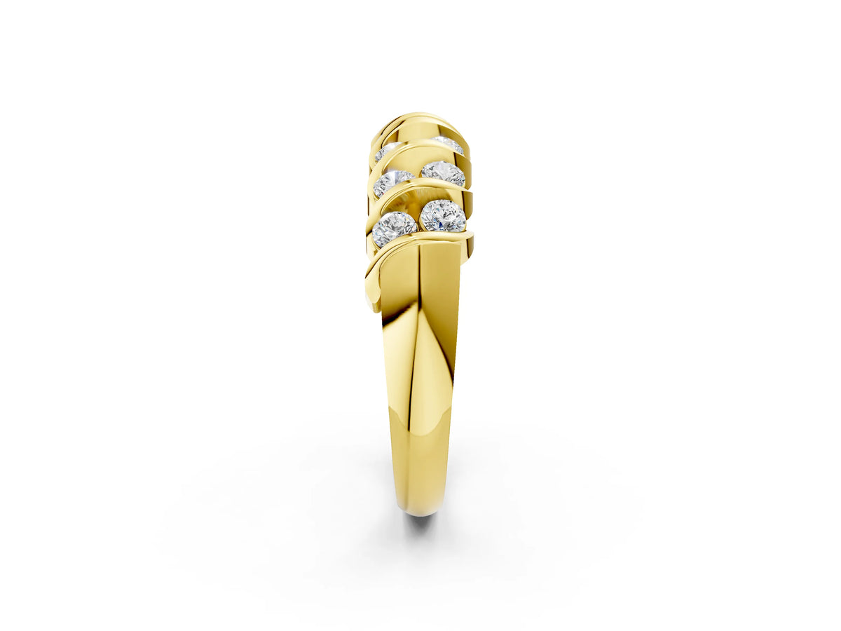 Yellow gold Channel Set Round Diamond Multi-Row Band_2