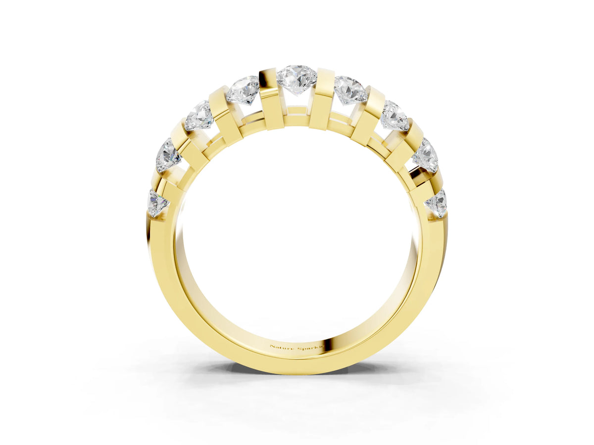 Yellow gold Channel-Set Round Diamond Multi-Row Band_3