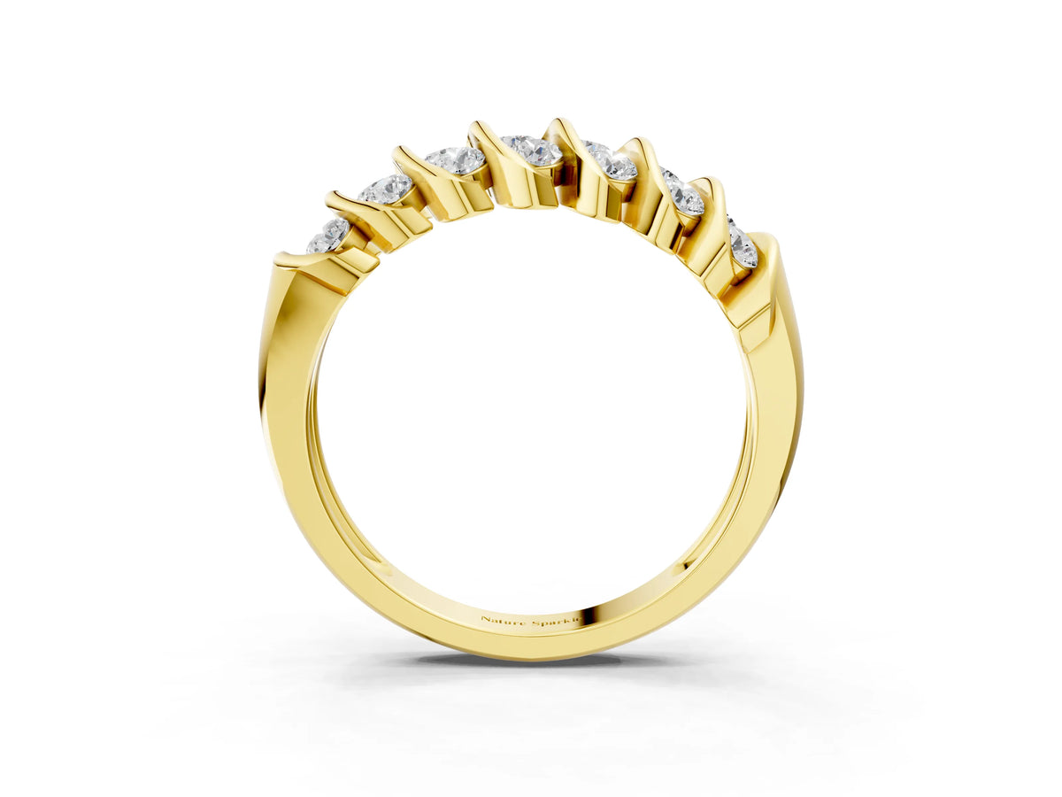 Yellow gold Channel Set Round Diamond Multi-Row Band_3