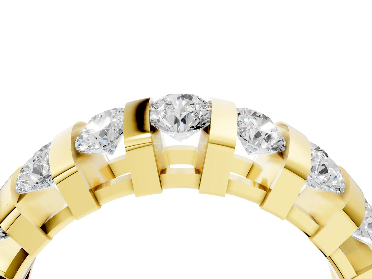 Yellow gold Channel-Set Round Diamond Multi-Row Band_4
