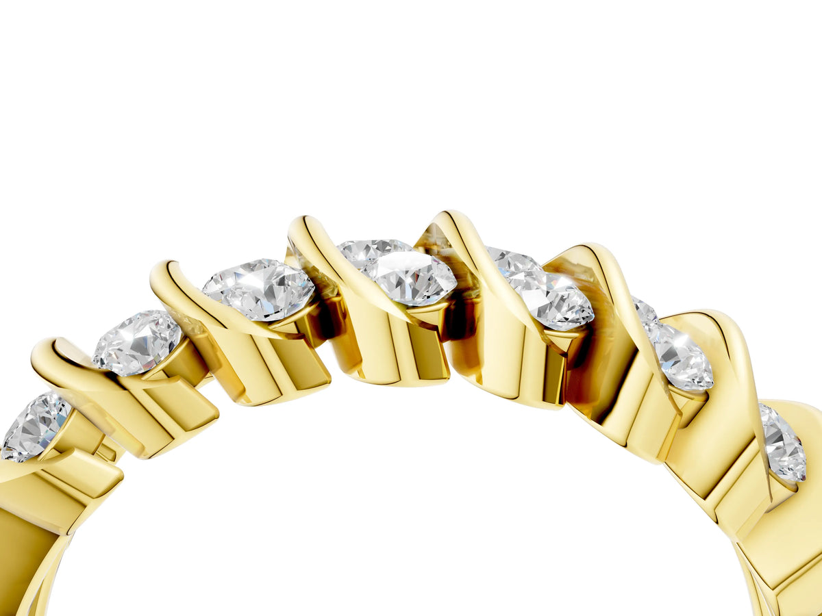 Yellow gold Channel Set Round Diamond Multi-Row Band_4