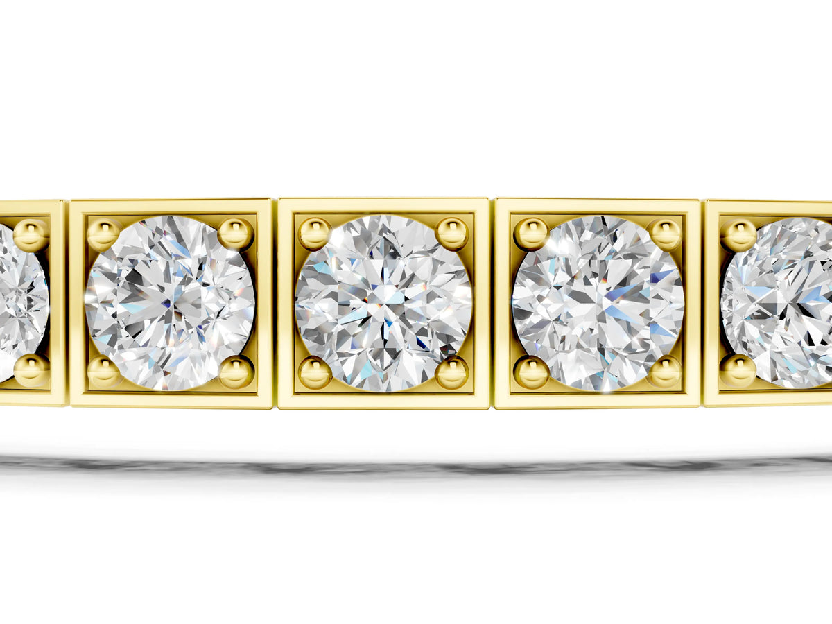 Yellow gold Channel Set Round Diamond Tennis Bracelet with Four-Prong Setting_1