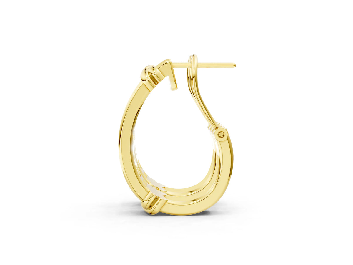 Yellow gold Channel-Set Round Diamond Two-Tone Hoop Earrings with Claw Prong Setting_1